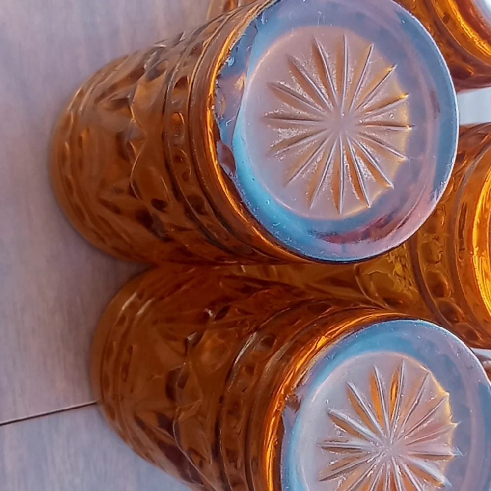 Antique Amber Glass Tumbler Set of Five - Picture 5 of 5